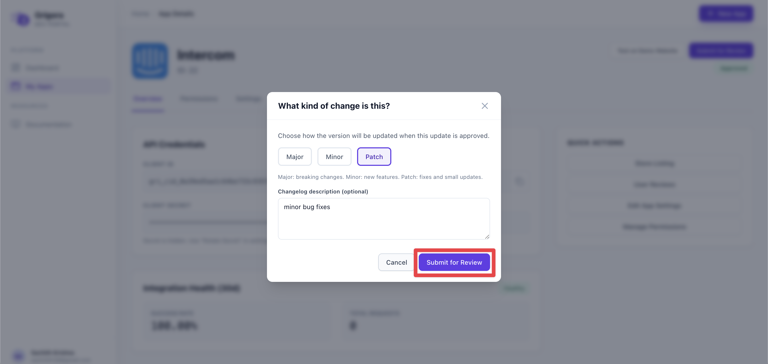 Submit for review when updating your app